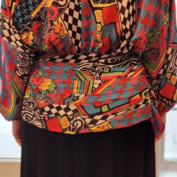 Diane Freis Chiffon two-piece dress of abstract print in multi-colors - Picture 17 of 17